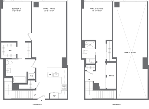 Floor plan for 2 beds, 2 baths, 1232 sqft